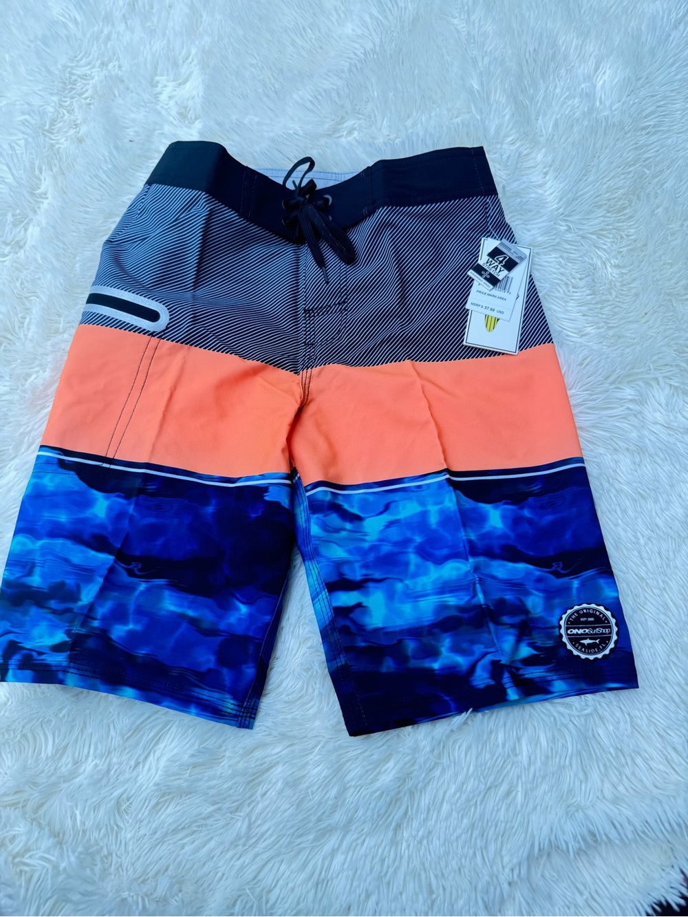 Boy’s Colorblock Swim Trunks - Coral & Ocean Blue